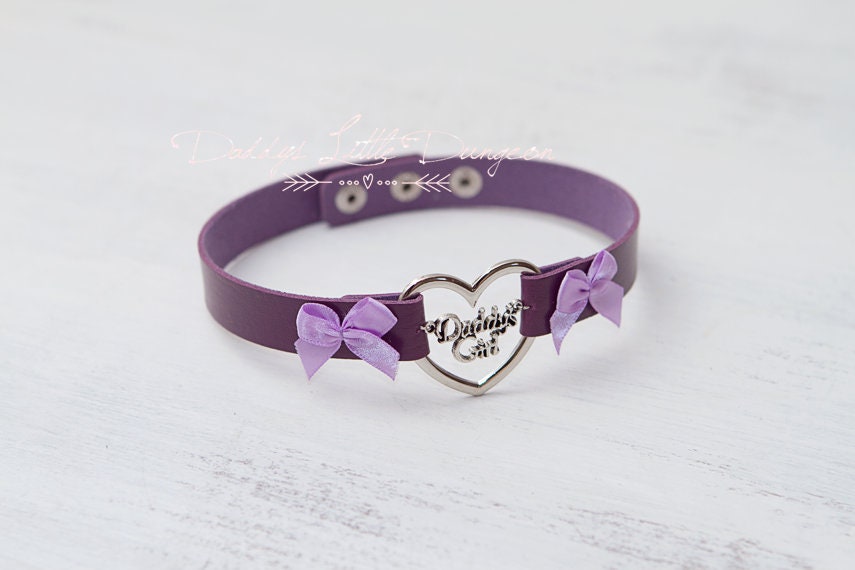 DDLG Pretty Purple BDSM Bondage Collar & Leash Set Bows Submissive Master Girly Sissy Daddys Little Girl Kawaii ABDL mature Baby mommy