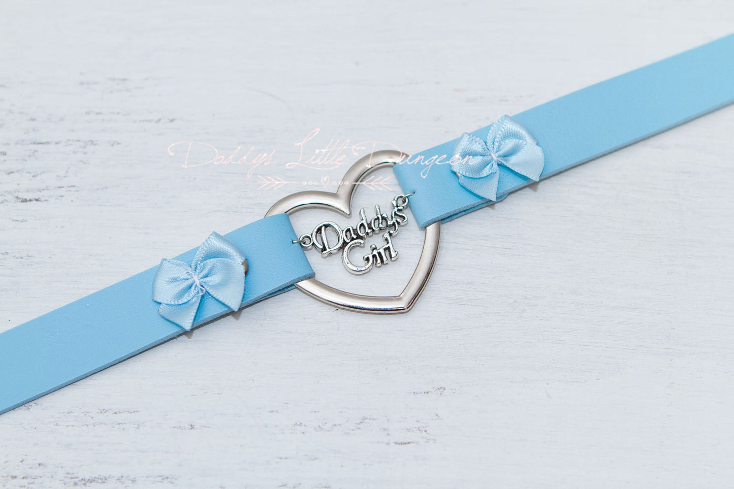 DDLG Pretty Blue BDSM Bondage Collar & Leash Set Bows Submissive Master Girly Sissy Daddys Little Girl Kawaii ABDL mature Baby mommy kitten