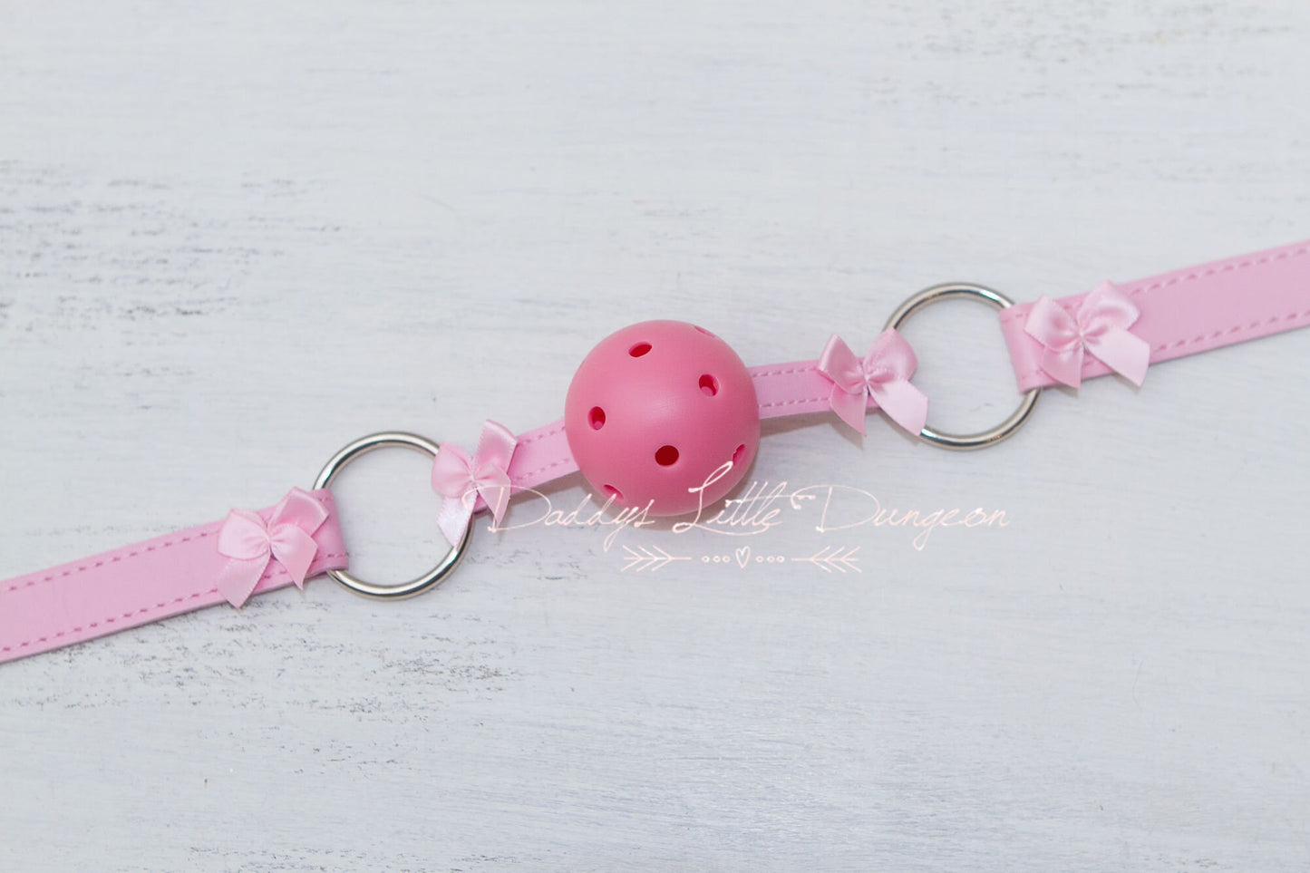 DDLG Pretty Pink Daddy's Girl BDSM Bondage Collar Leash Ball Gag Set Bows Submissive Master Girly Sissy Little Kawaii ABDL mature Baby mommy