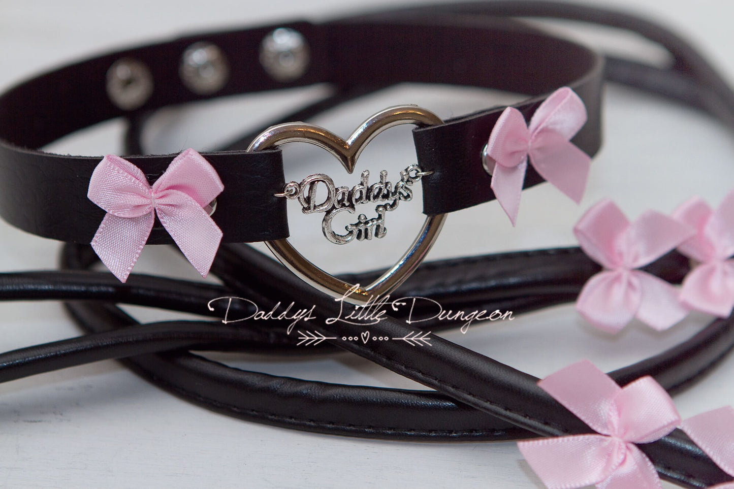 DESIGN YOUR OWN ddlg Pretty bdsm Bondage Collar & Leash Set Bows Sub Master Girly Sissy Daddys Little Girl Kawaii abdl mature Baby mommy