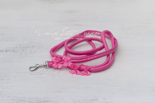 DDLG Pretty Pink BDSM Leash Satin Bows Submissive Master Kitten Kitty Pet Play Petplay Girly Sub Sissy Daddys Little Girl ABDL mature mommy