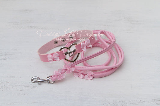 MDLG Pretty Pink MOMMY'S GIRL Bondage Collar & Leash Set Bows Master Girly Sub Sissy Daddys Little Kawaii abdl mature Baby ddlb mdlb bdsm