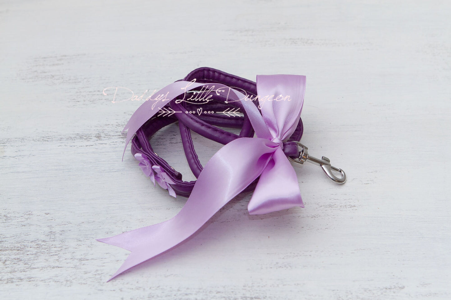 DDLG Pretty Purple BDSM Leash Satin Bow Submissive Master Kitten Kitty Pet Play Petplay Girly Sub Sissy Daddys Little Girl ABDL mature mommy