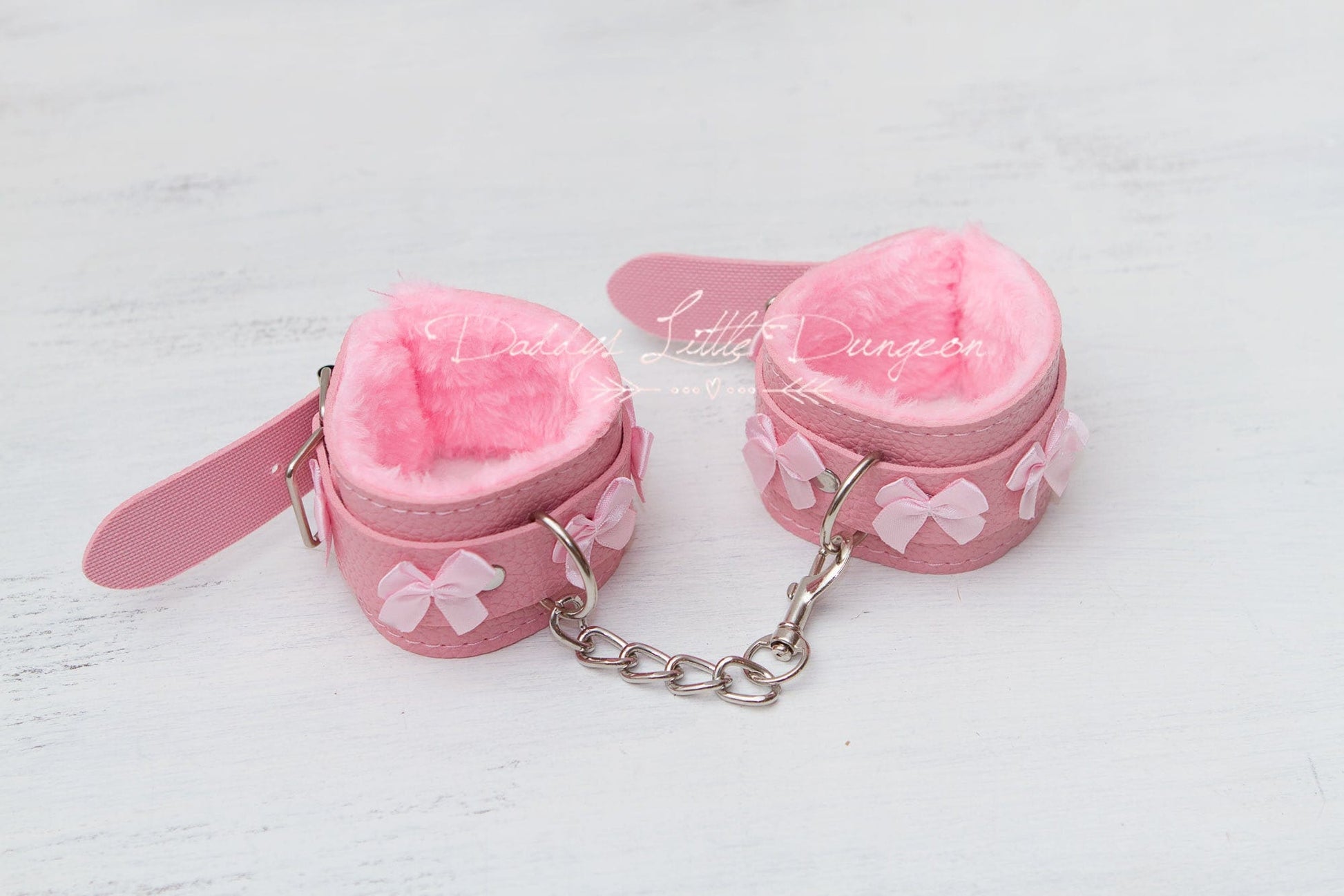 DDLG Pretty Pink Furry BDSM Bondage Hand Wrist Cuffs