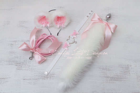 18+ Pretty Pet Play Starter Set! Fox Kitty Ears Collar Leash Anal Butt Plug Tail Kitten Cat Submissive Cosplay Petplay BDSM ABDL DDLG mature