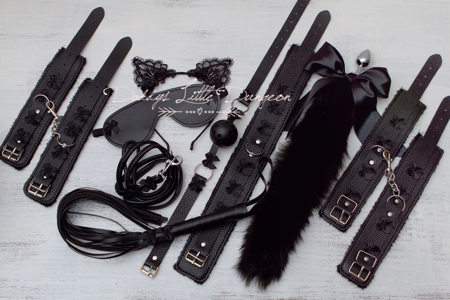 18+ ULTIMATE Pretty Pet Play Starter Set! Fox Kitty Ears Collar Anal Butt Plug Tail Cuffs Ball Gag Kitten Cat Petplay bdsm ABDL DDLG mature