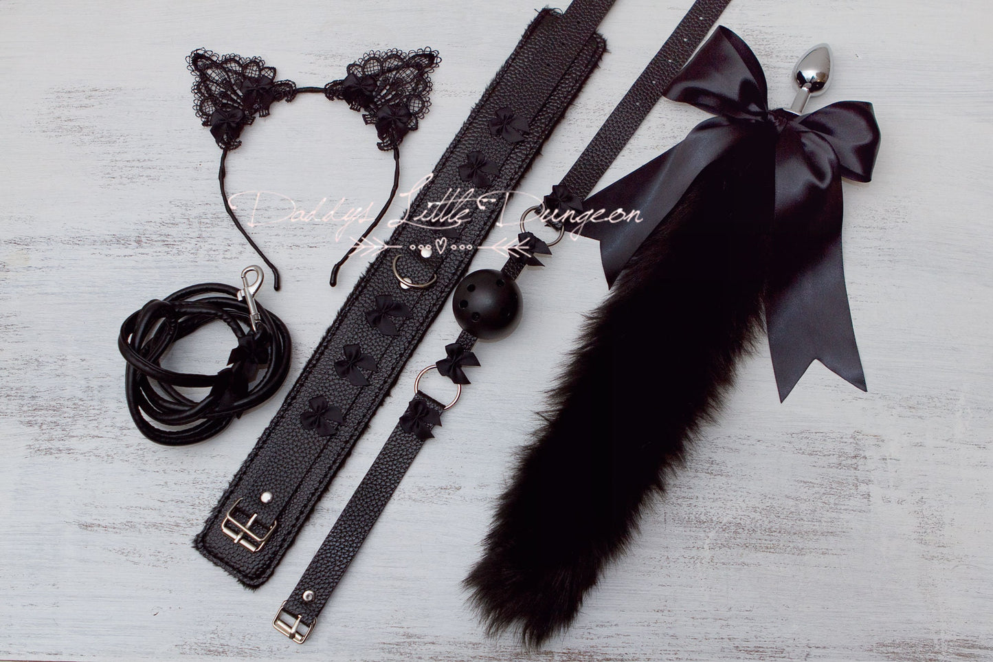 18+ ULTIMATE Pretty Pet Play Starter Set! Fox Kitty Ears Collar Anal Butt Plug Tail Cuffs Ball Gag Kitten Cat Petplay bdsm ABDL DDLG mature