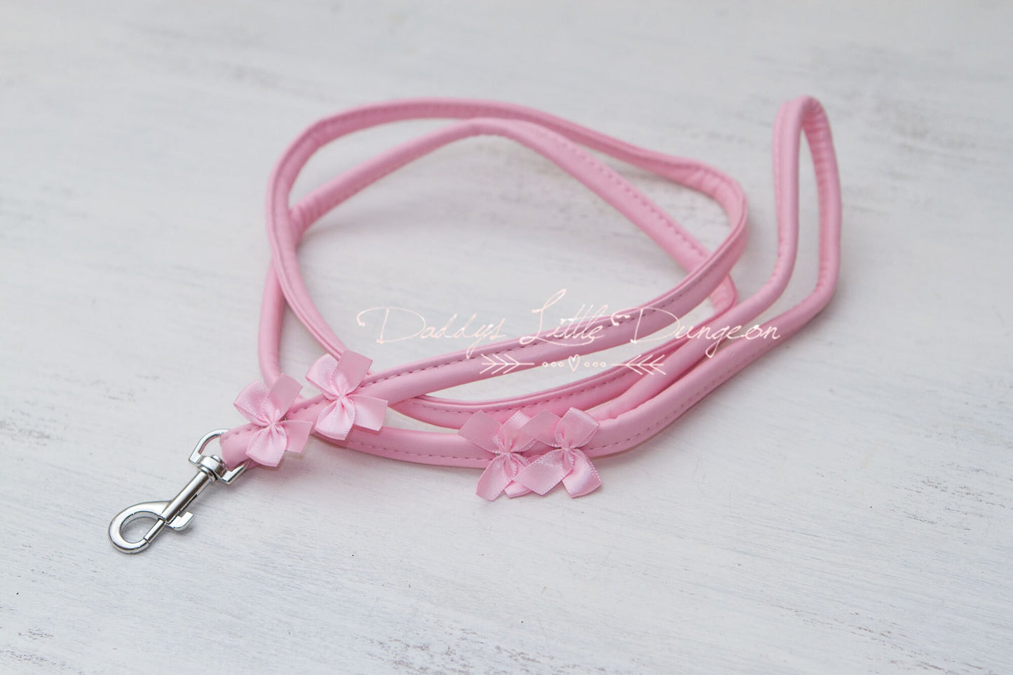 DDLG Pretty Pink BDSM Bondage Collar & Leash Set Satin Bows Sub Master Girly Sub Sissy Daddys Little Baby Girl Kawaii ABDL mature furry