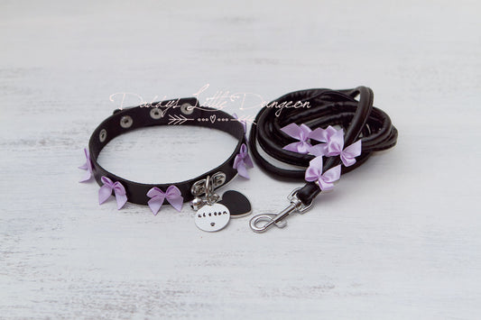 DDLG Gothic Personalizable Pet Play Bondage Collar & Leash Set Fox Kitty Puppy Furry BDSM Sub Master Sissy Daddys Little Girl Kawaii mature