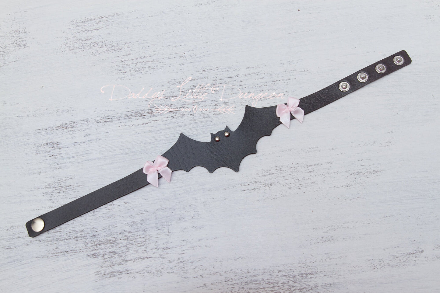 DDLG Gothic Bat & Bow Black Pink Pet Play Bondage Collar Fox Kitty Puppy Furry BDSM Sub Master Sissy Daddys Little Girl Kawaii mature