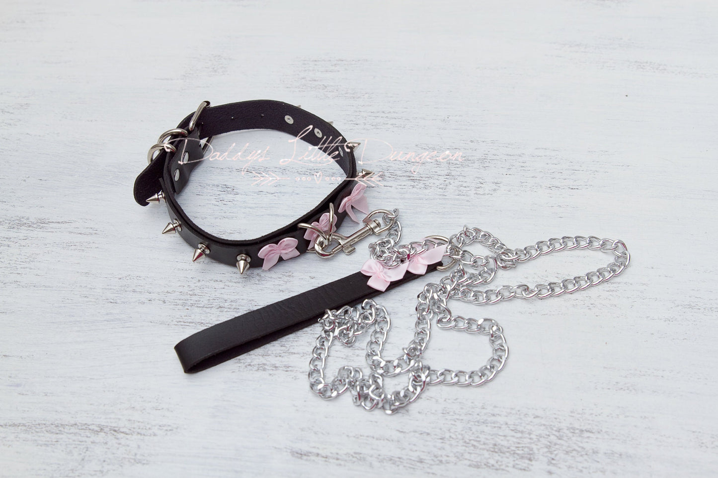 DDLG Spiked Personalizable Pet Play Bondage Collar & Leash Set Fox Kitty Puppy Furry BDSM Sub Master Sissy Daddys Little Girl Kawaii mature