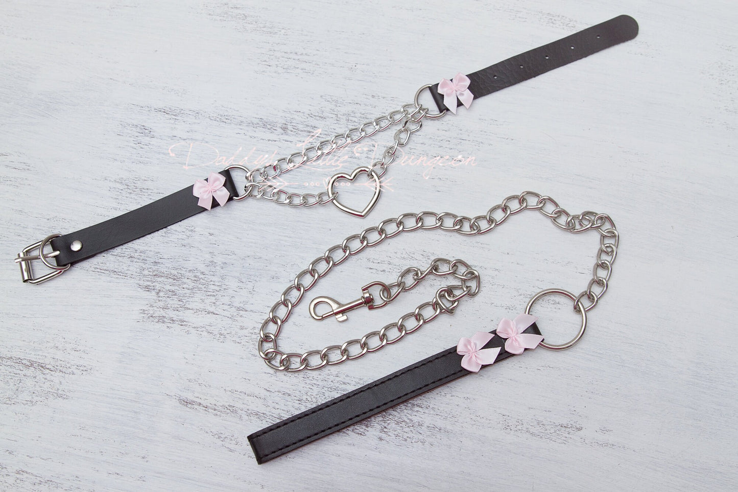 DDLG Chain Personalizable Pet Play Bondage Collar & Leash Set Fox Kitty Puppy Furry BDSM Sub Master Sissy Daddys Little Girl Kawaii mature