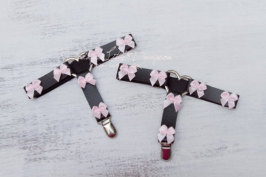 Cute black and pink pastel goth thigh garter set for DDLG, Cosplay, BDSM and femdom sissy.