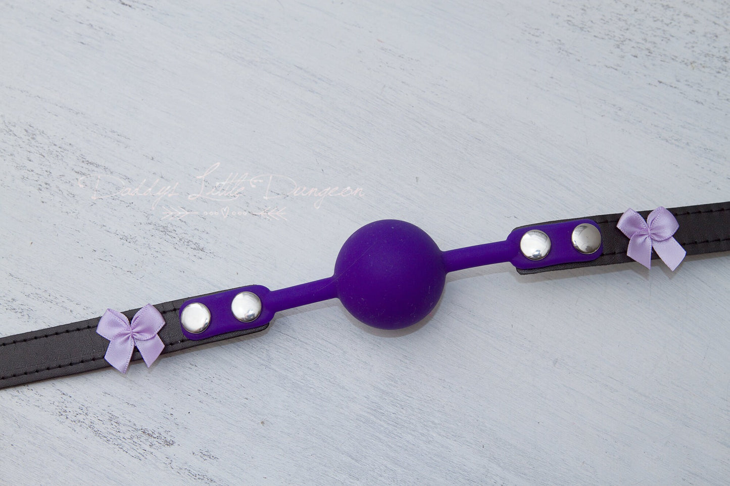 Purple BDSM Silicone Bondage Ball Gag Restraint with Bows - DDLG Kink, Daddys Little Girl, Femdom, Mommy Fetish, mature, mdlg mdlb ddlb abdl