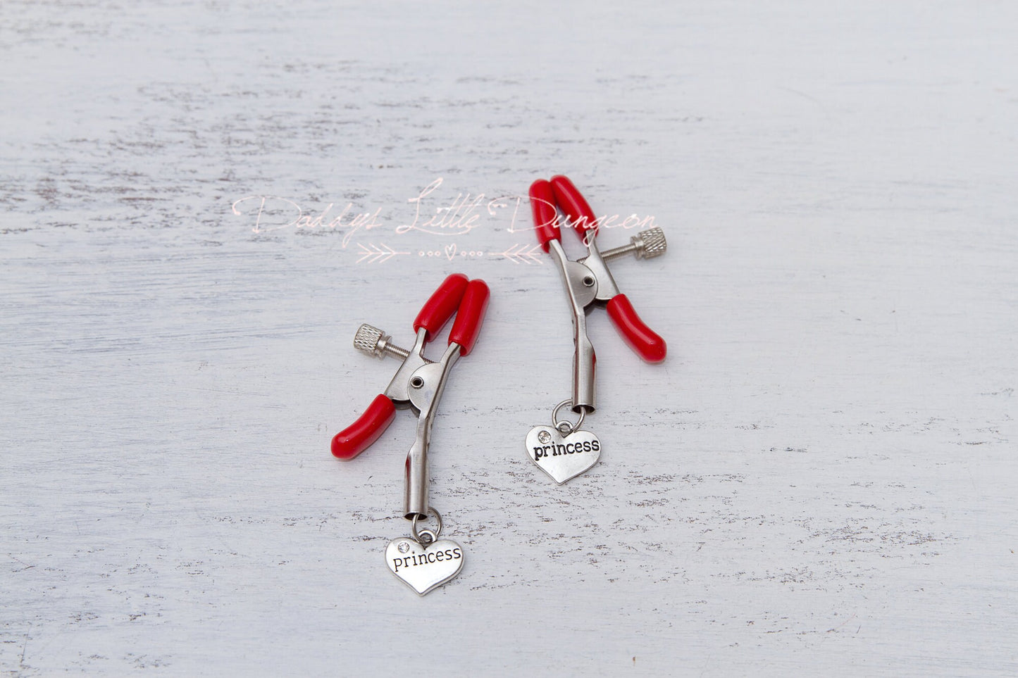 Red BDSM Bondage Fetish Rhinestone Nipple Clamps - Daddy, Baby Girl, Princess, Baby Boy, DDLG Daddy's Little, Petplay Sex Toys abdl mature