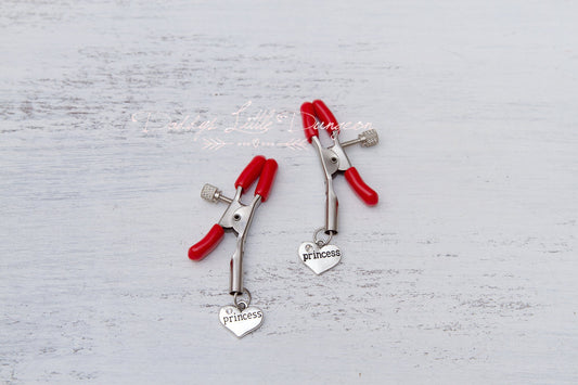 Red BDSM Bondage Fetish Rhinestone Nipple Clamps - Daddy, Baby Girl, Princess, Baby Boy, DDLG Daddy's Little, Petplay Sex Toys abdl mature