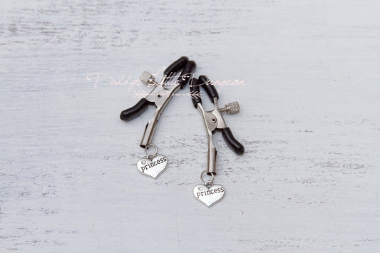 Black BDSM Bondage Fetish Rhinestone Nipple Clamps - Daddy, Baby Girl, Princess, Baby Boy, DDLG Daddy's Little, Petplay Gear Sex Toys mature